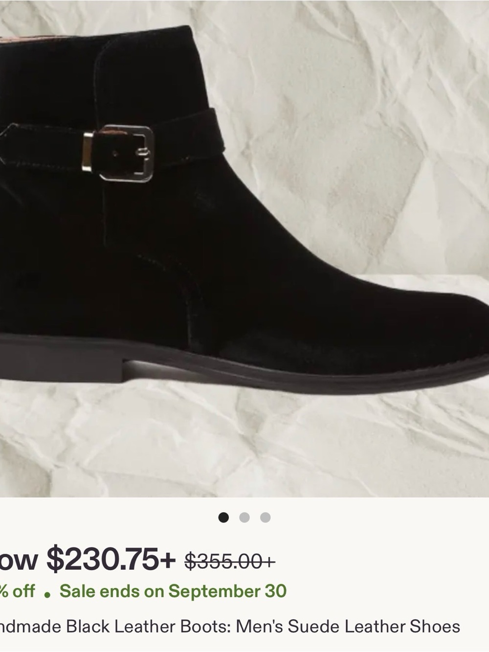 Men's Black Suede Ankle Boots with Buckle Strap
